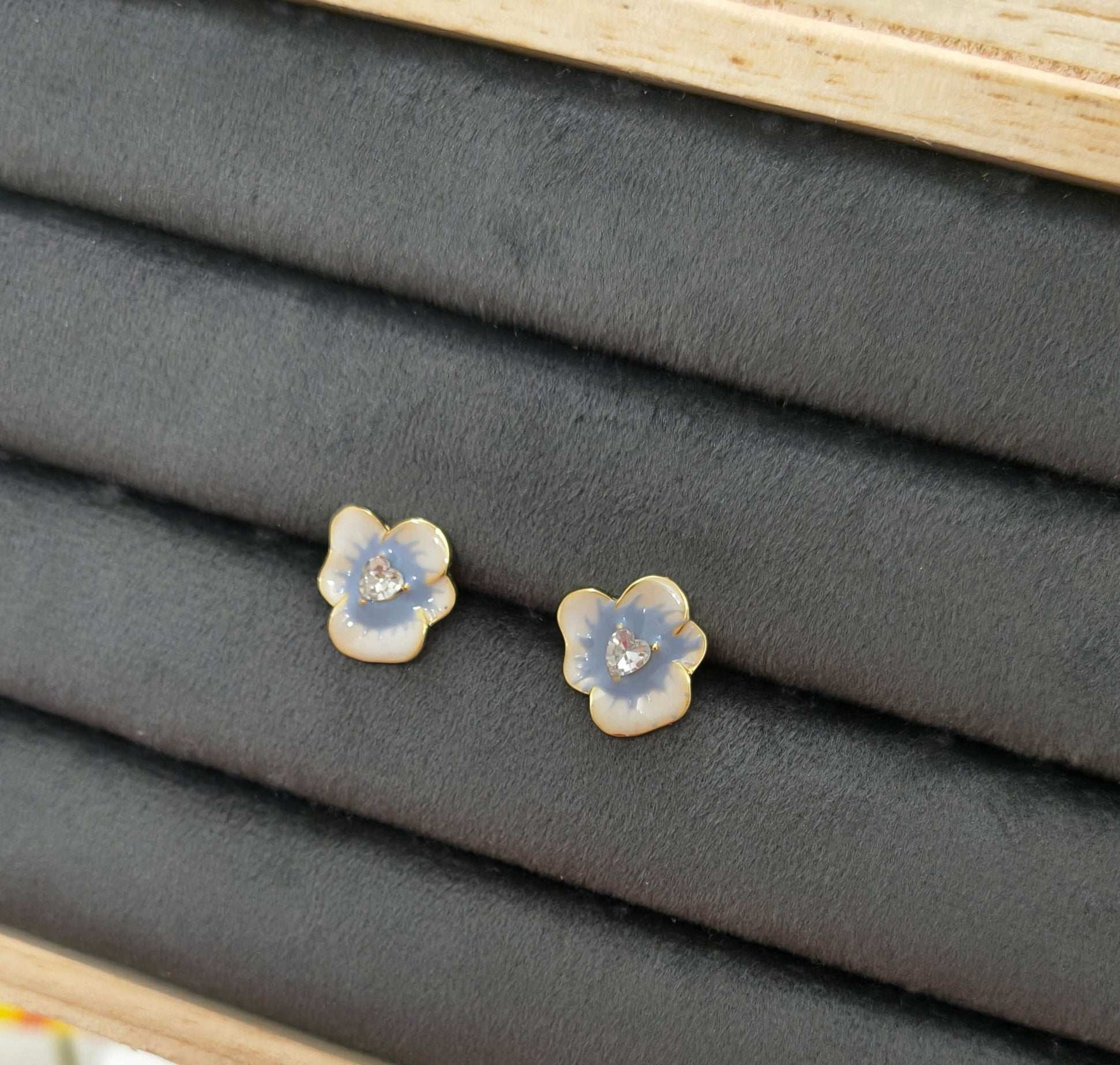 Anitarnish Sky Blue Flower Stud Enamel Earrings