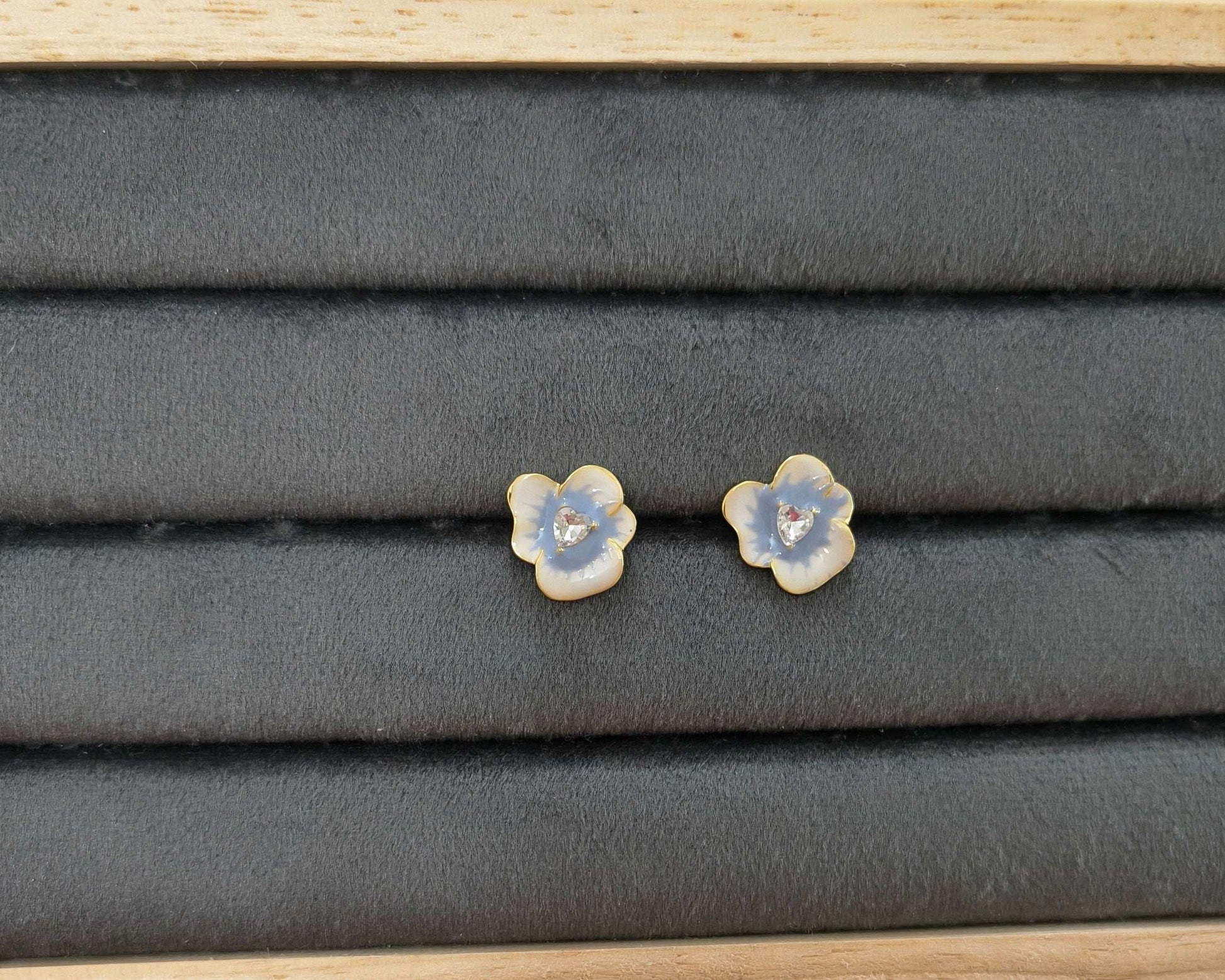 Anitarnish Sky Blue Flower Stud Enamel Earrings