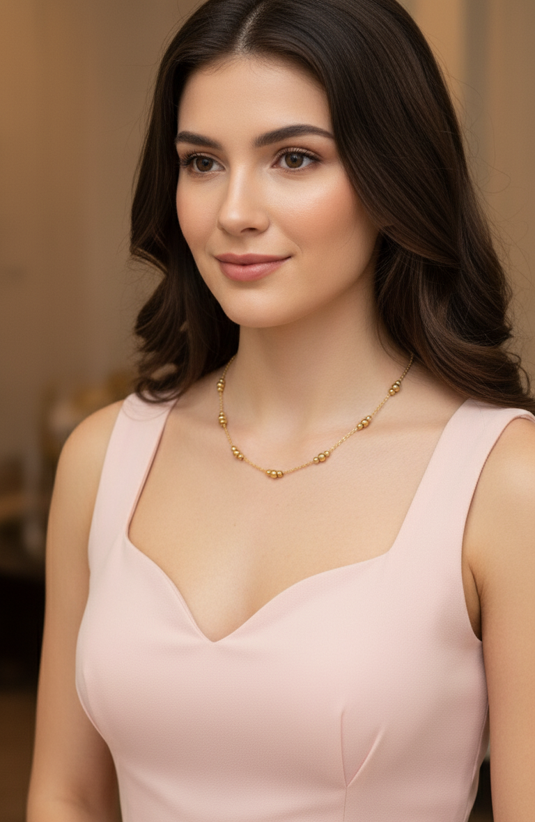 Anitarnish Classic Golden Beads Necklace 18K Gold Plated