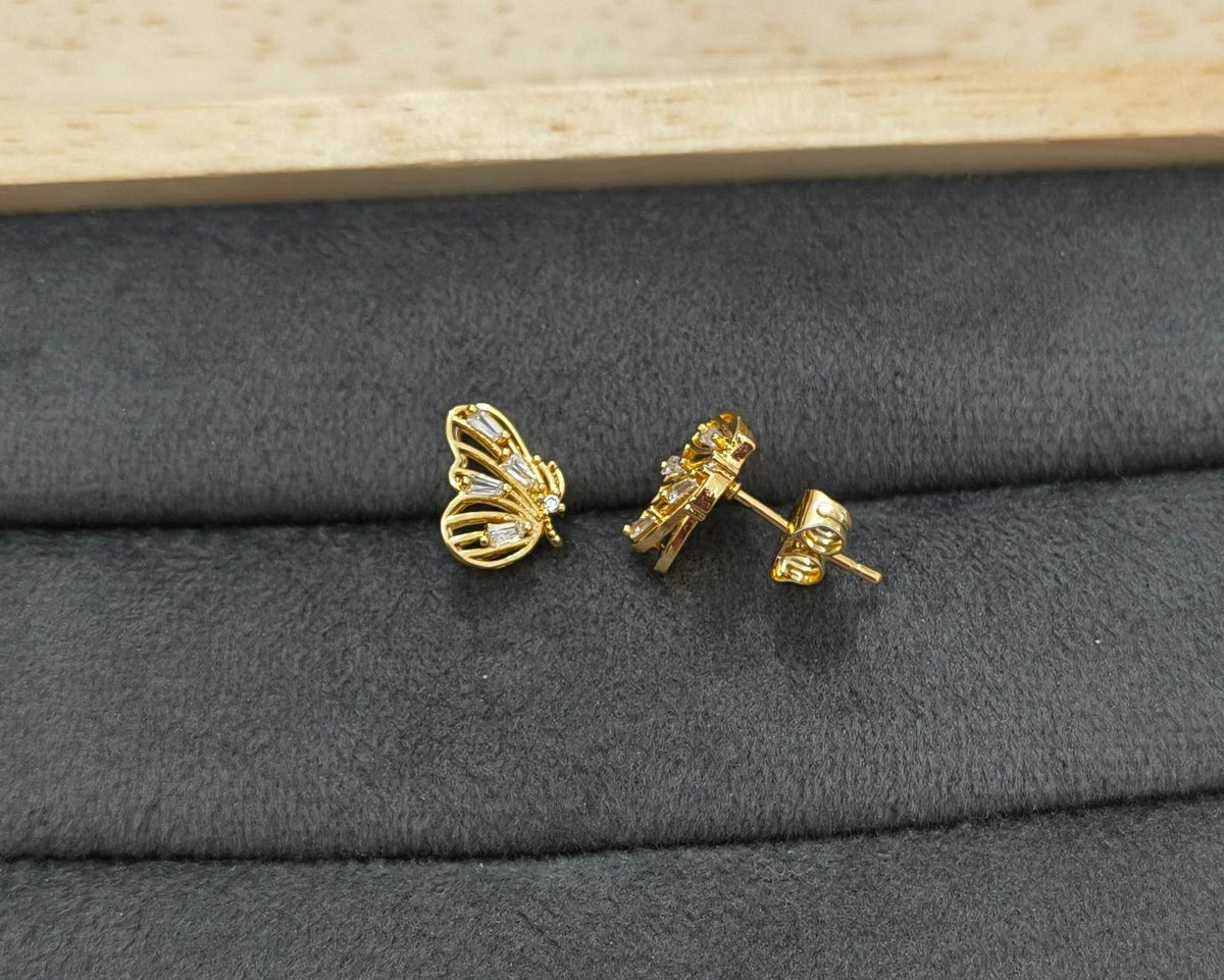 Anitarnish Earring Mini Butterfly Stud 18K Gold Plated