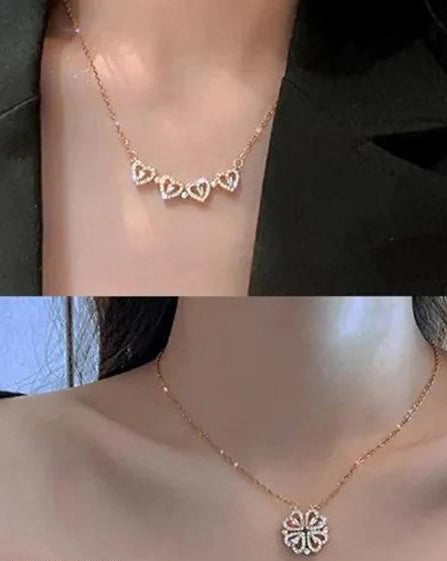 Anitarnish Four Hearts Pendant Necklace 18K Gold Plated