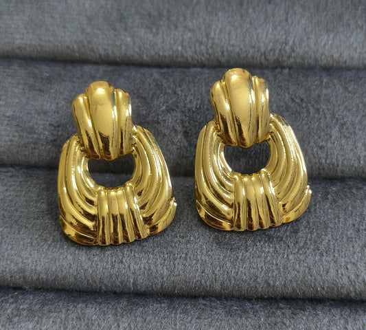 Anti Tarnish Bold Drop Design Stud Earrings 18K Gold Plated