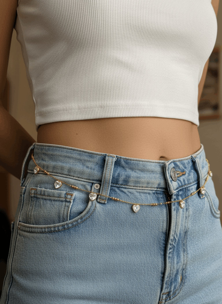 Anti Tarnish Bold Hearts Waist Chain 18K Gold Plated