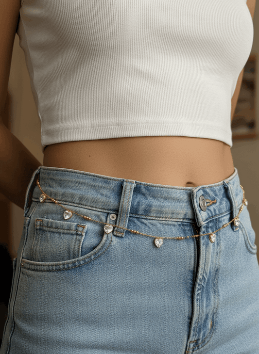 Anti Tarnish Bold Hearts Waist Chain 18K Gold Plated