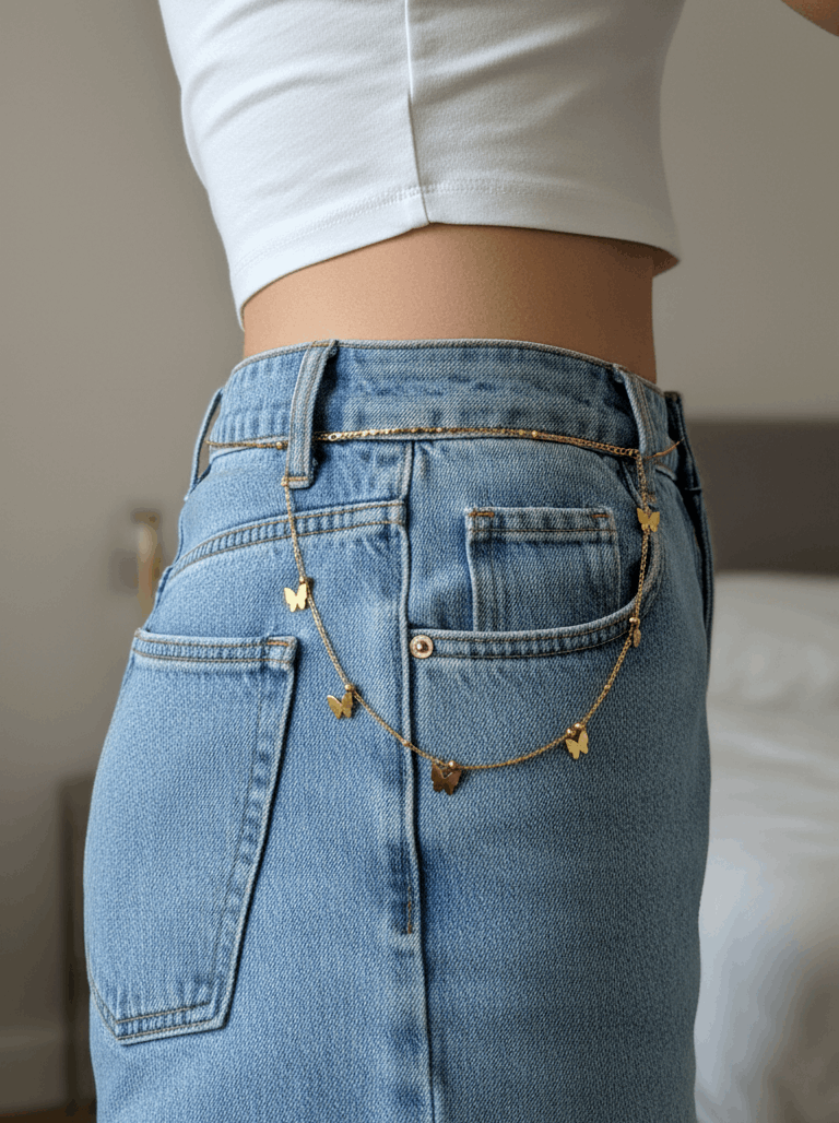 Anti Tarnish Butterfly Charm Waist Chain 18K Gold Plated