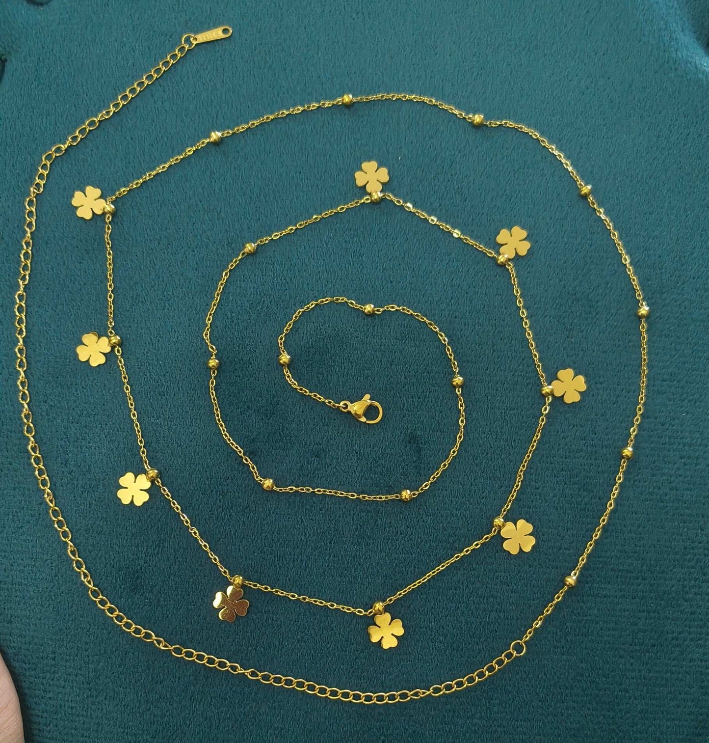 Anti Tarnish Clover Charm Waist Chain 18K Gold Plated