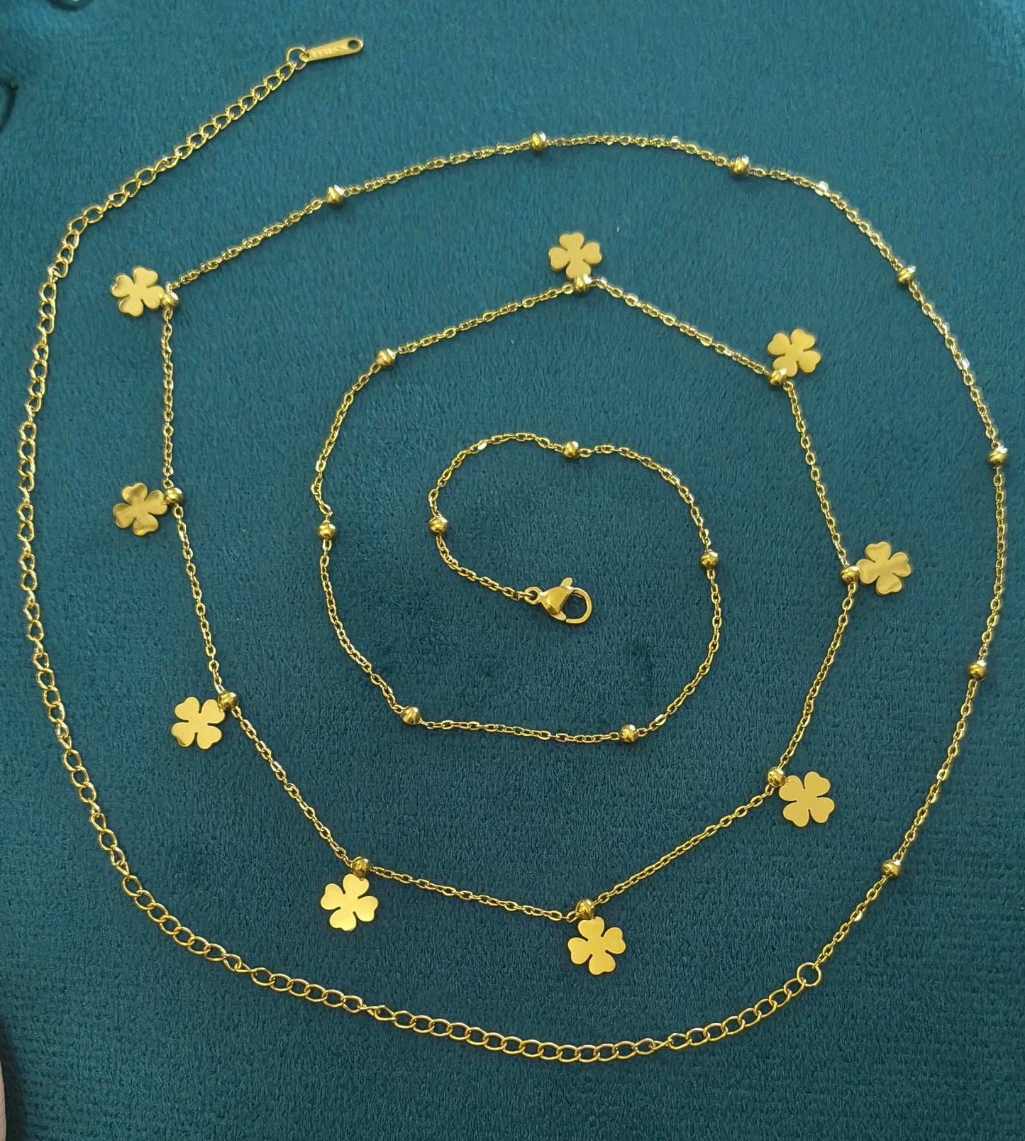 Anti Tarnish Clover Charm Waist Chain 18K Gold Plated