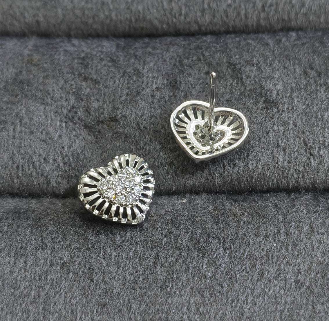 Anti Tarnish Cute Mini Heart Stud Earrings Silver Plated