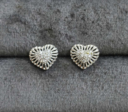 Anti Tarnish Cute Mini Heart Stud Earrings Silver Plated