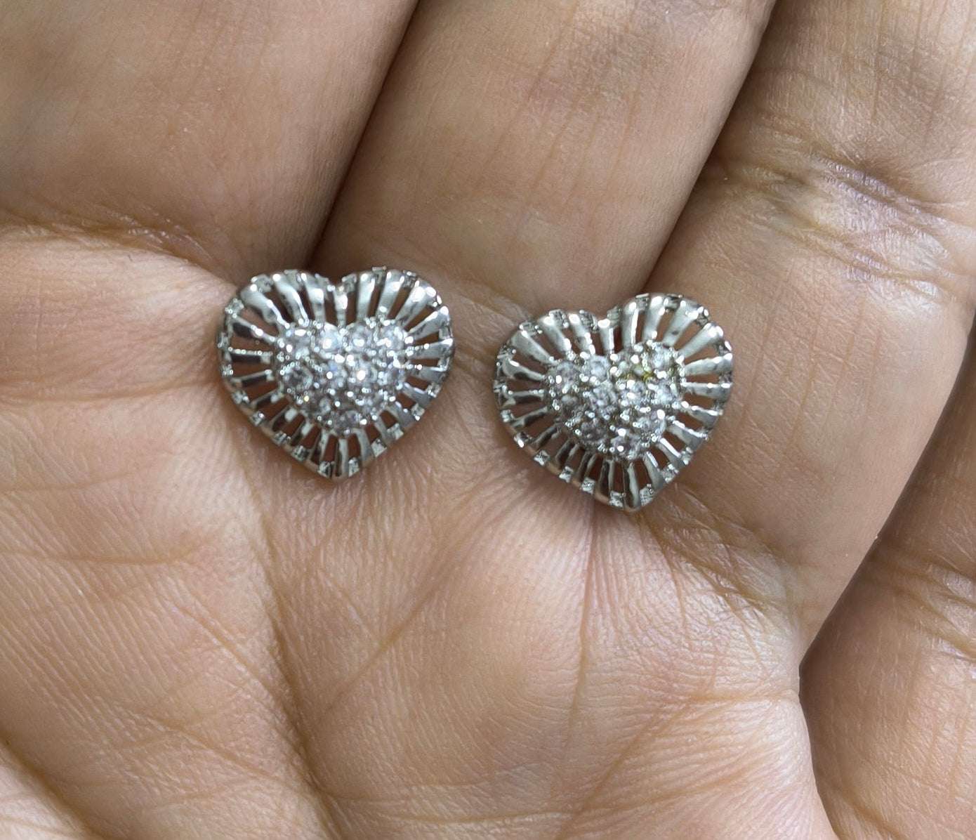 Anti Tarnish Cute Mini Heart Stud Earrings Silver Plated