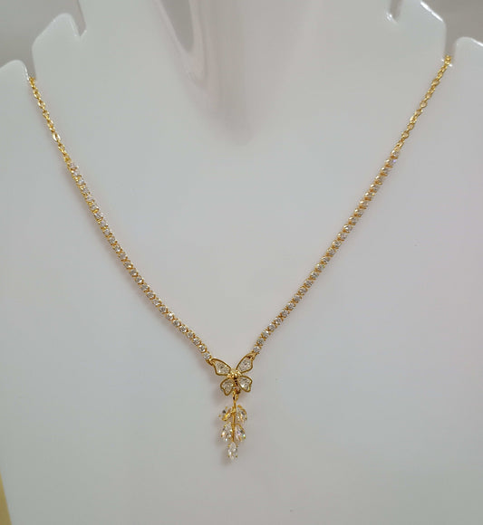 Anti Tarnish Delicate Stone Studded Butterfly Necklace