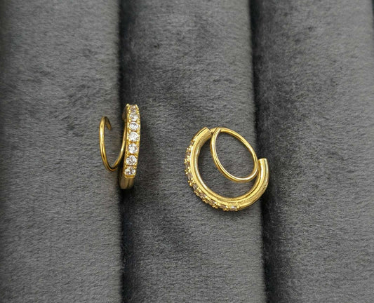 Anti Tarnish Diamond Twirl EarCuff Earrings 18K Gold Plated