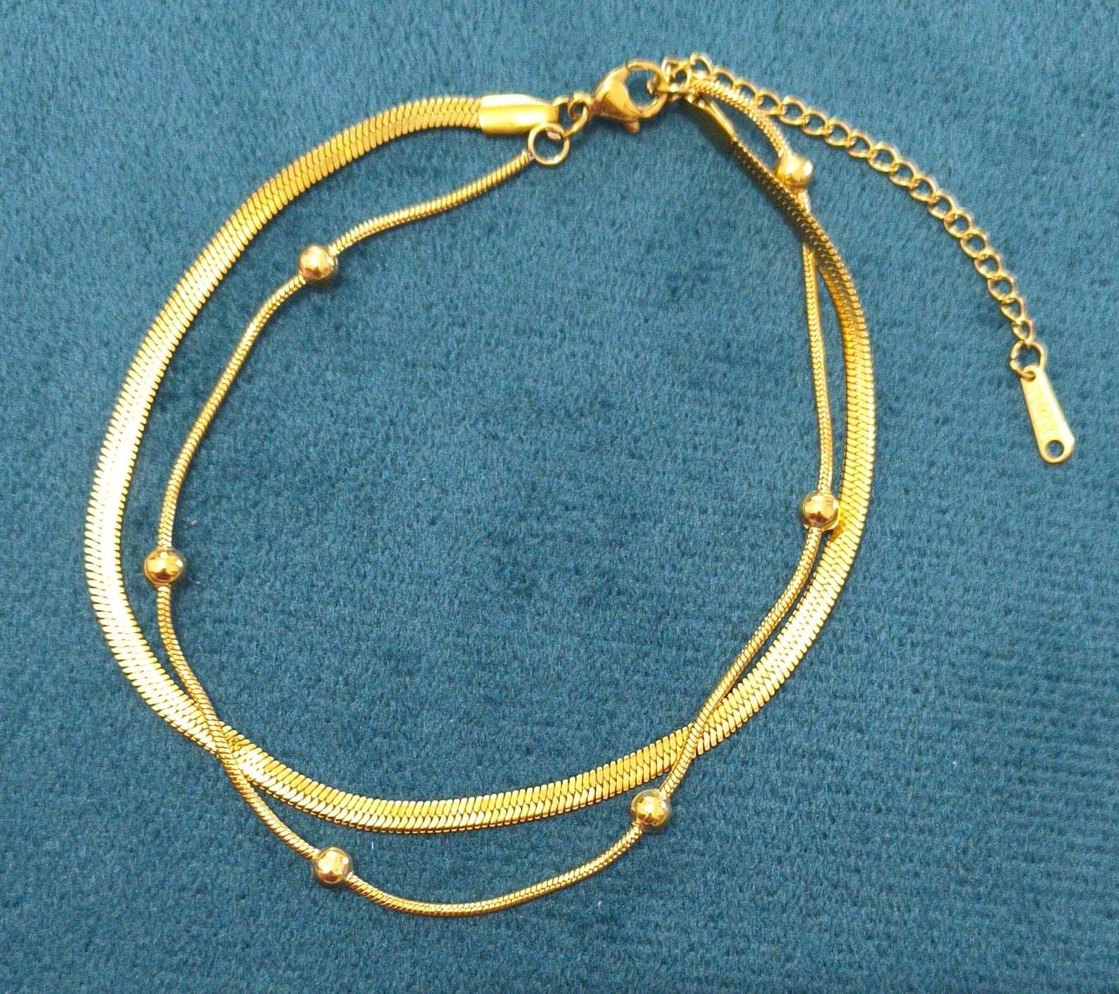 Anti Tarnish Double Layered Anklet 18K Gold Plated