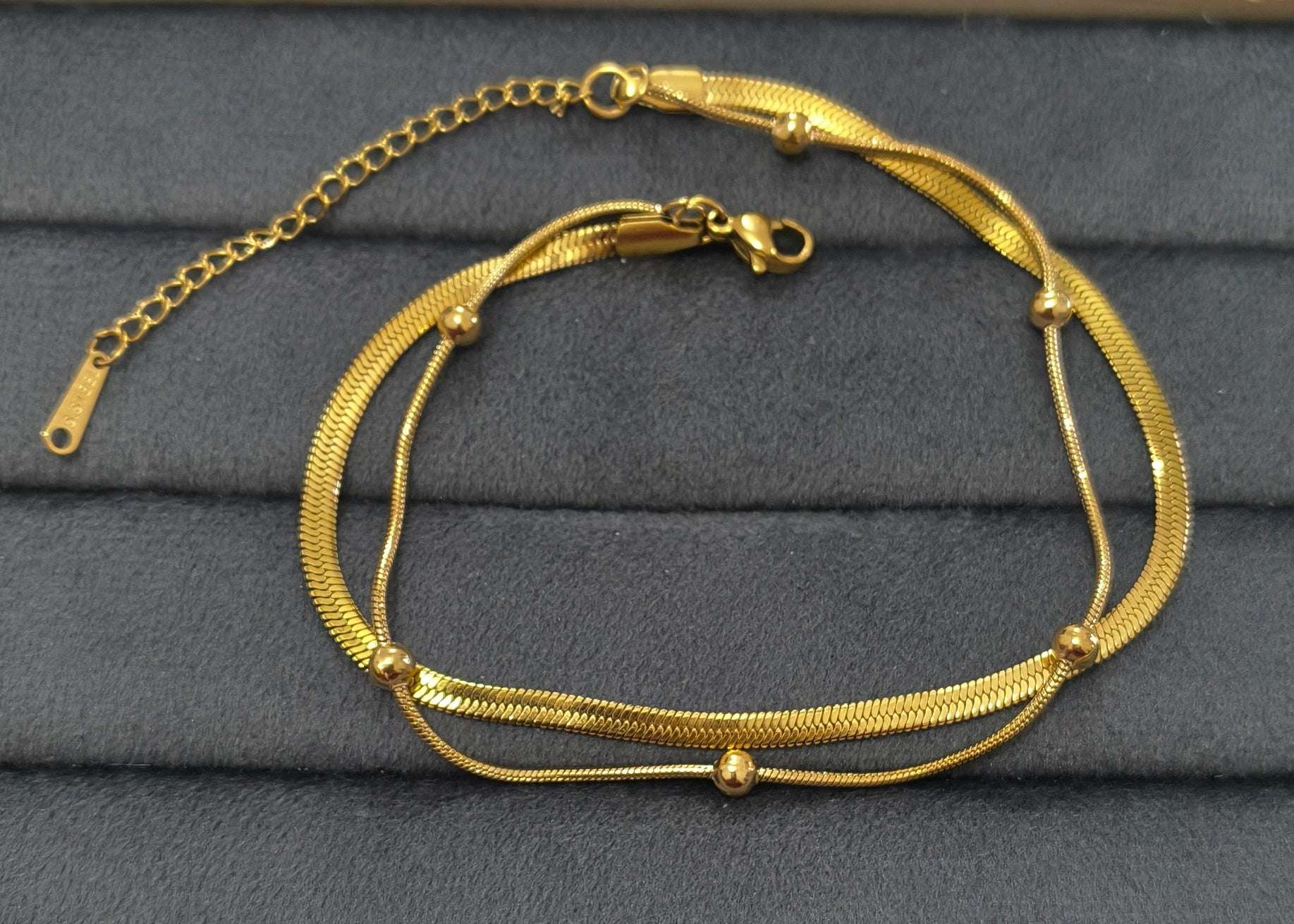 Anti Tarnish Double Layered Anklet 18K Gold Plated