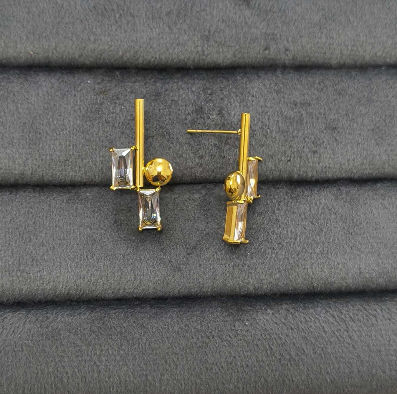 Anti Tarnish Elegant Party Stud Earrings 18K Gold Plated