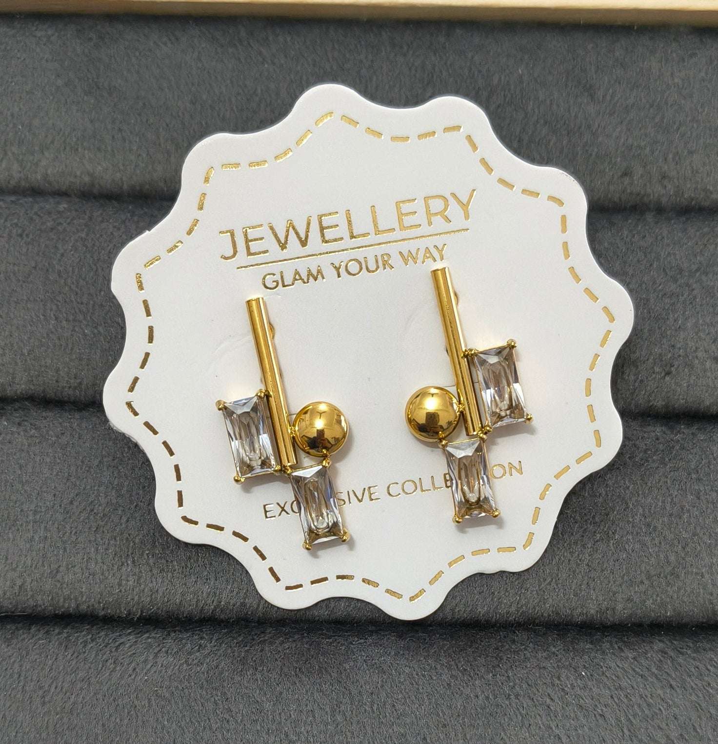 Anti Tarnish Elegant Party Stud Earrings 18K Gold Plated