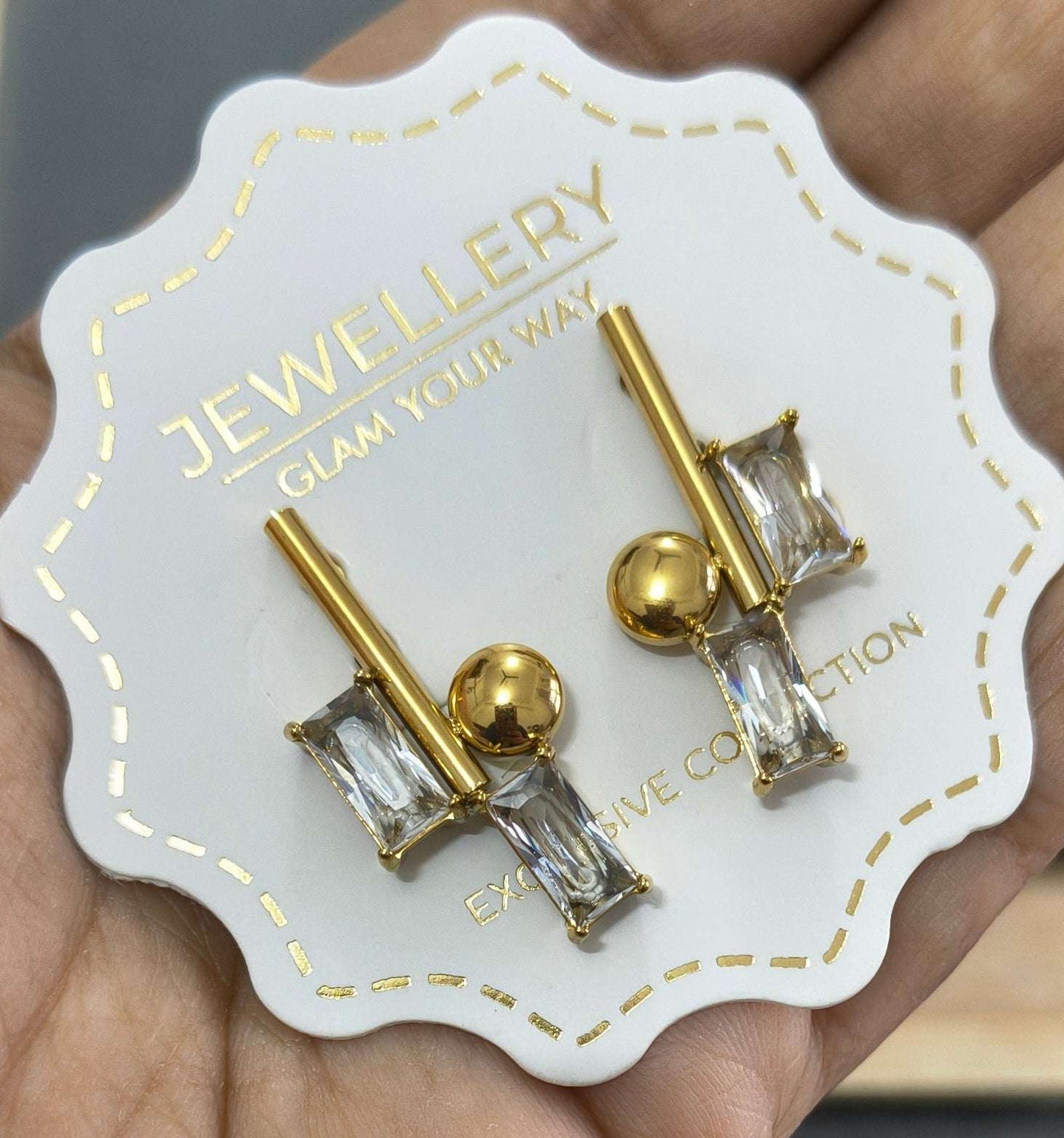 Anti Tarnish Elegant Party Stud Earrings 18K Gold Plated