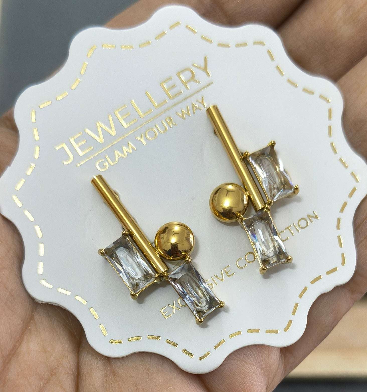 Anti Tarnish Elegant Party Stud Earrings 18K Gold Plated