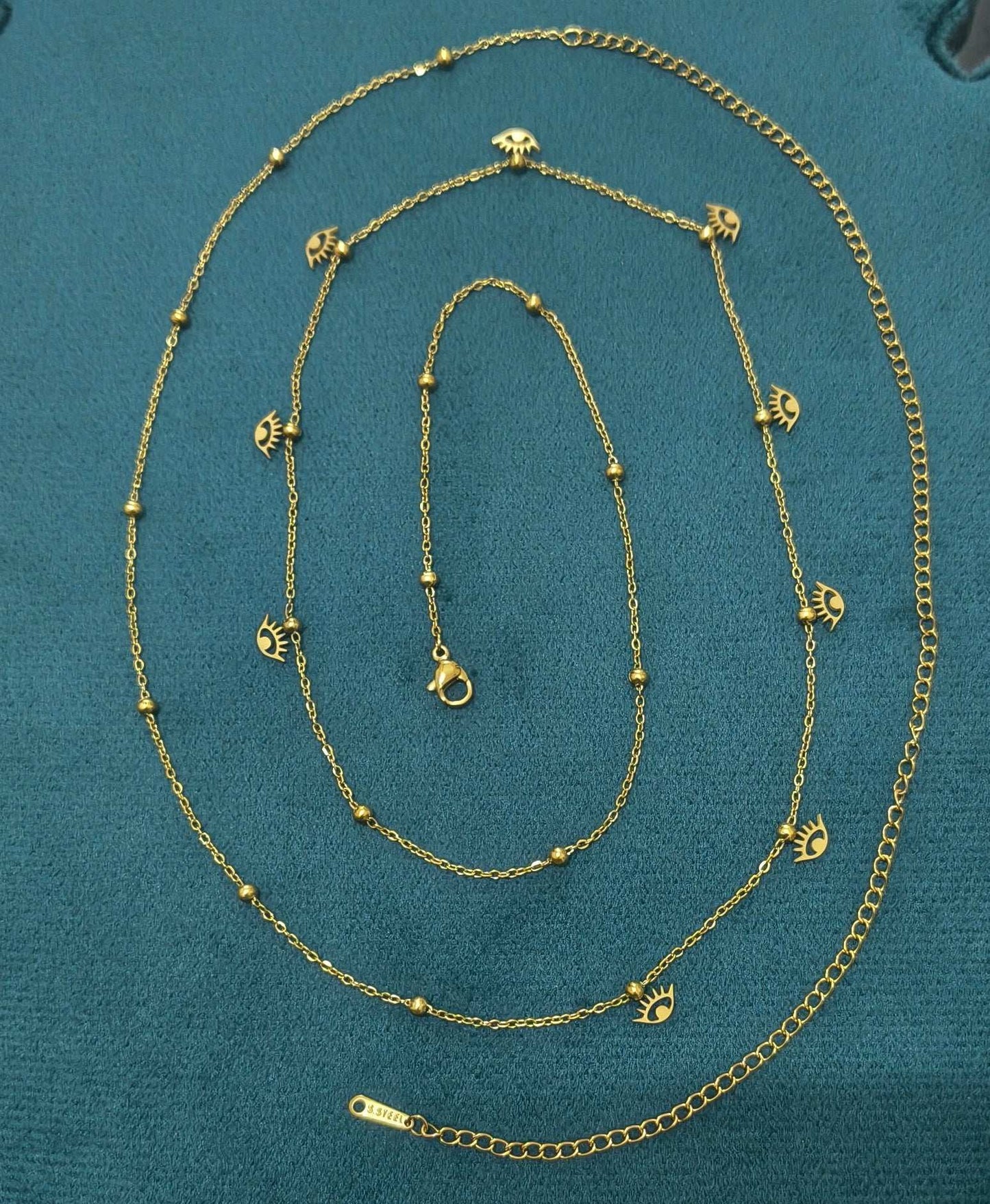 Anti Tarnish Evil Eye Charm Waist Chain 18K Gold Plated