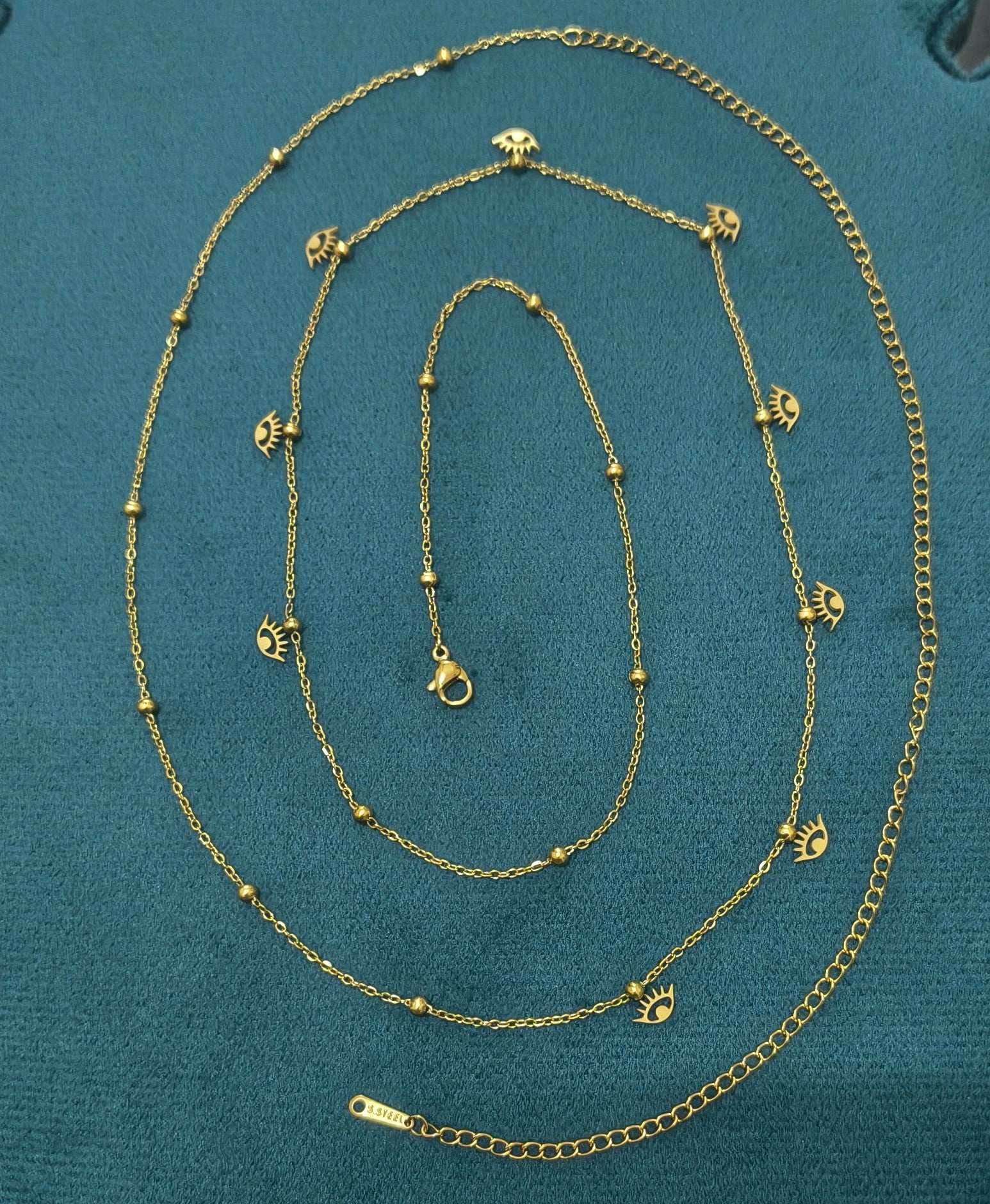 Anti Tarnish Evil Eye Charm Waist Chain 18K Gold Plated