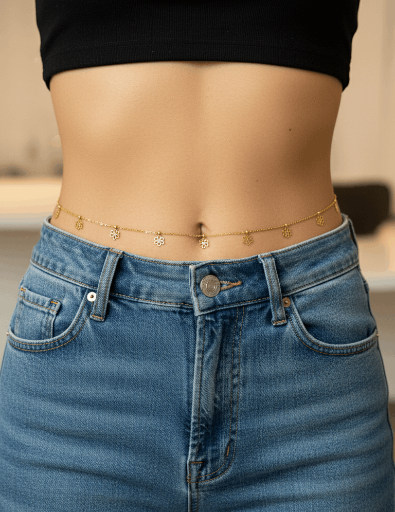 Anti Tarnish Flower Charm Waist Chain 18K Gold Plated