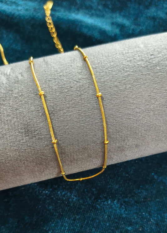 Anti Tarnish Golden Beads Chain 18K Gold Plated
