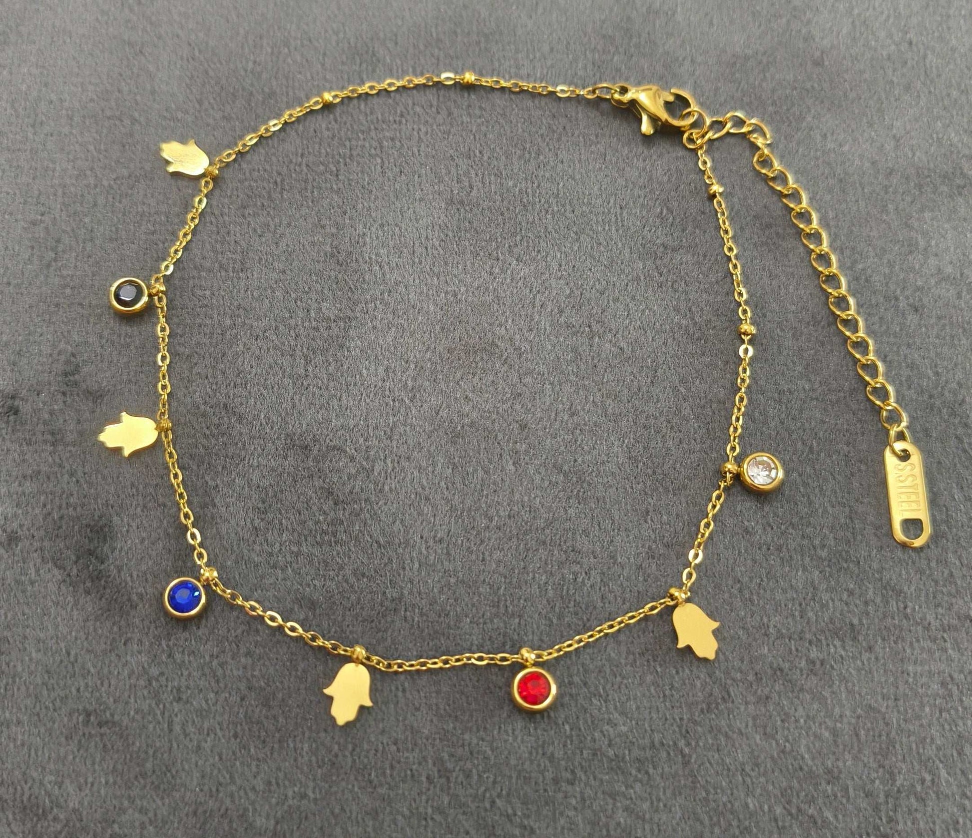 Anti Tarnish Golden Palm  Charm Anklet 18K Gold Plated