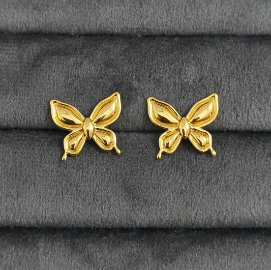 Anti Tarnish Mini Butterfly Earrings 18K Gold Plated