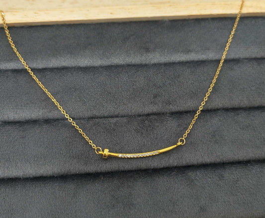 Anti Tarnish Nail Style Pendant Necklace 18K Gold Plated