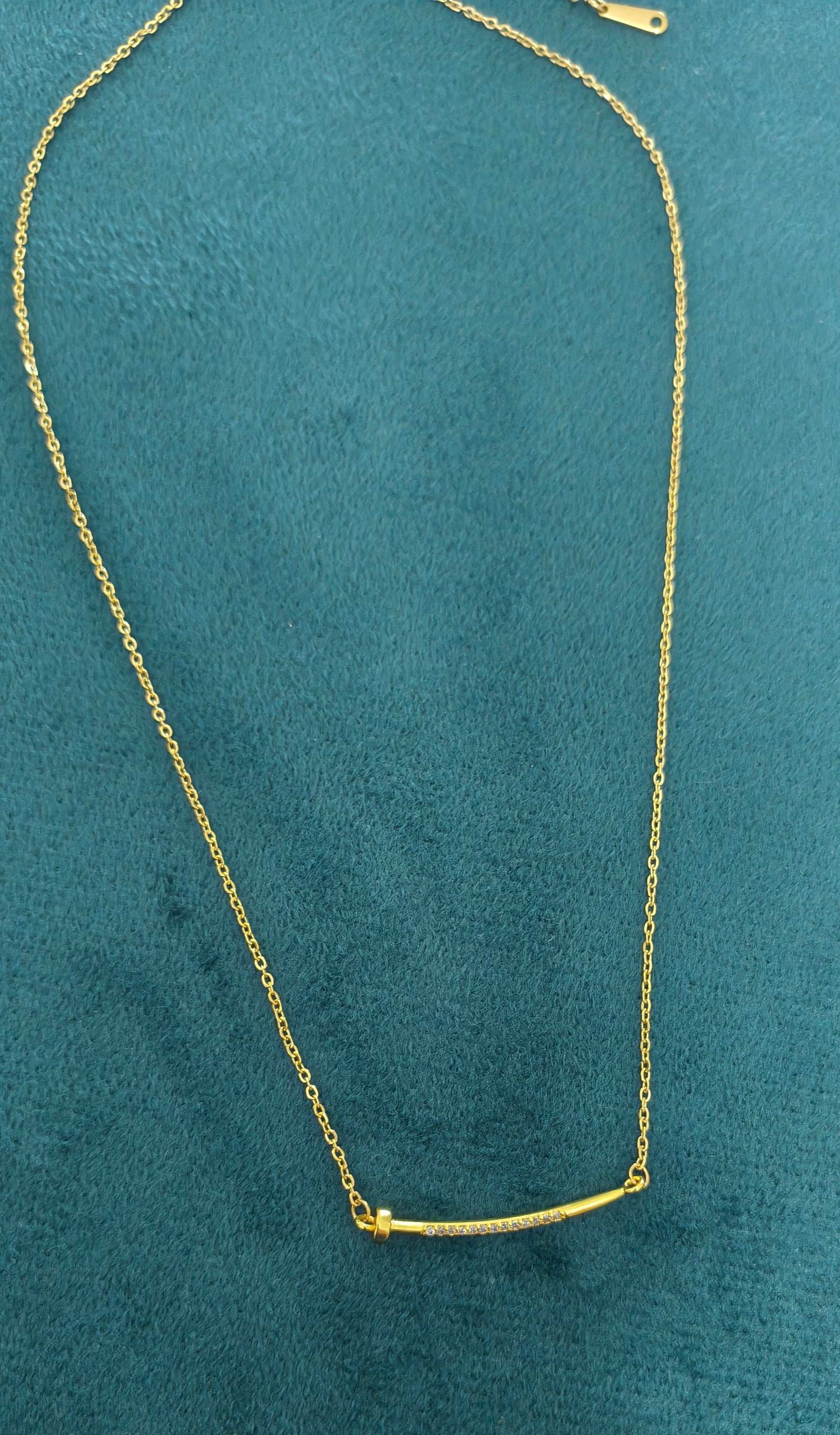 Anti Tarnish Nail Style Pendant Necklace 18K Gold Plated