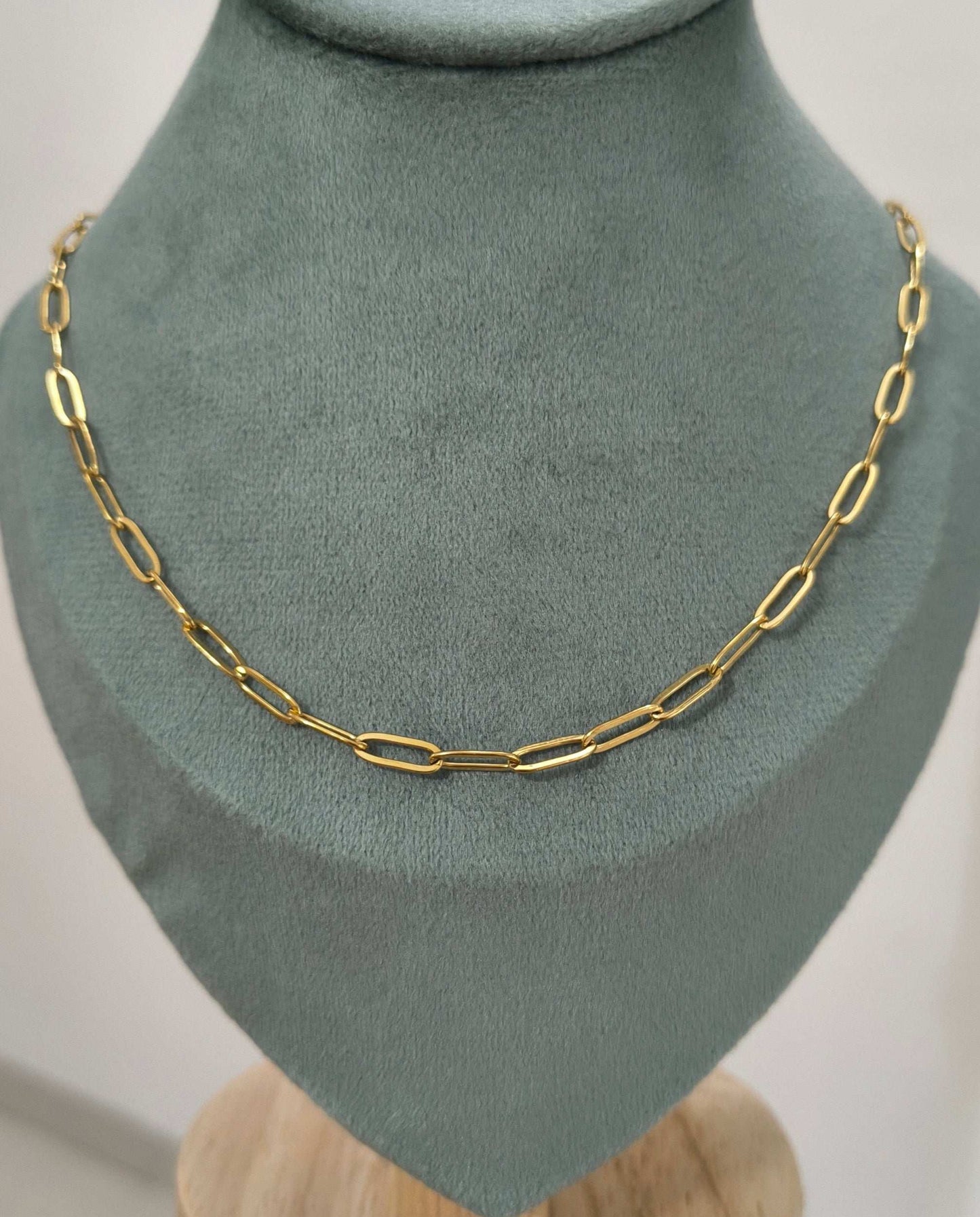Anti Tarnish Paper Clip Chain 18K Gold Plated