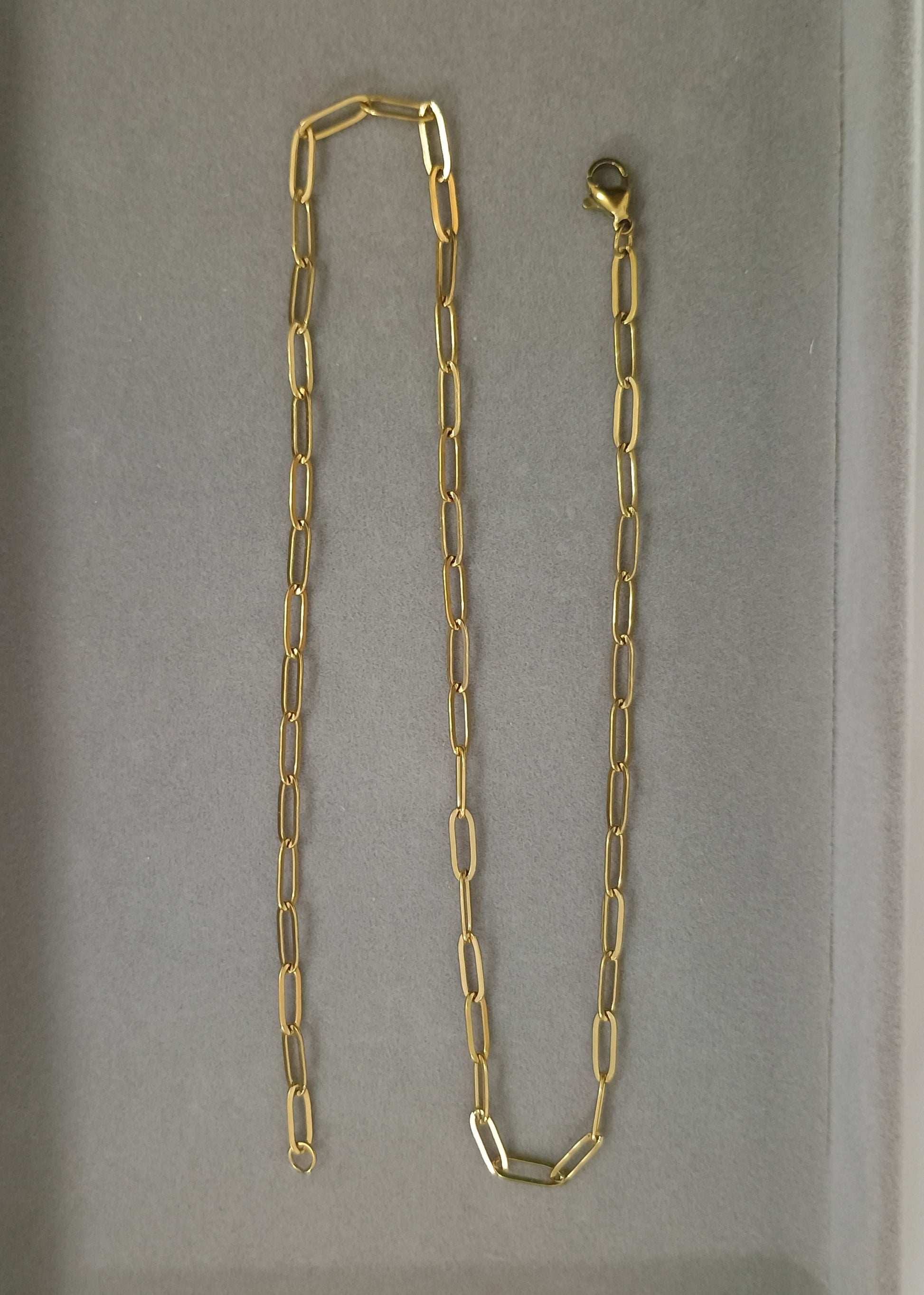 Anti Tarnish Paper Clip Chain 18K Gold Plated