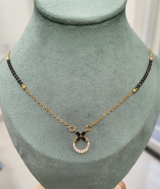Anti Tarnish Rosegold Black Flower Mangalsutra 18K Gold Plated