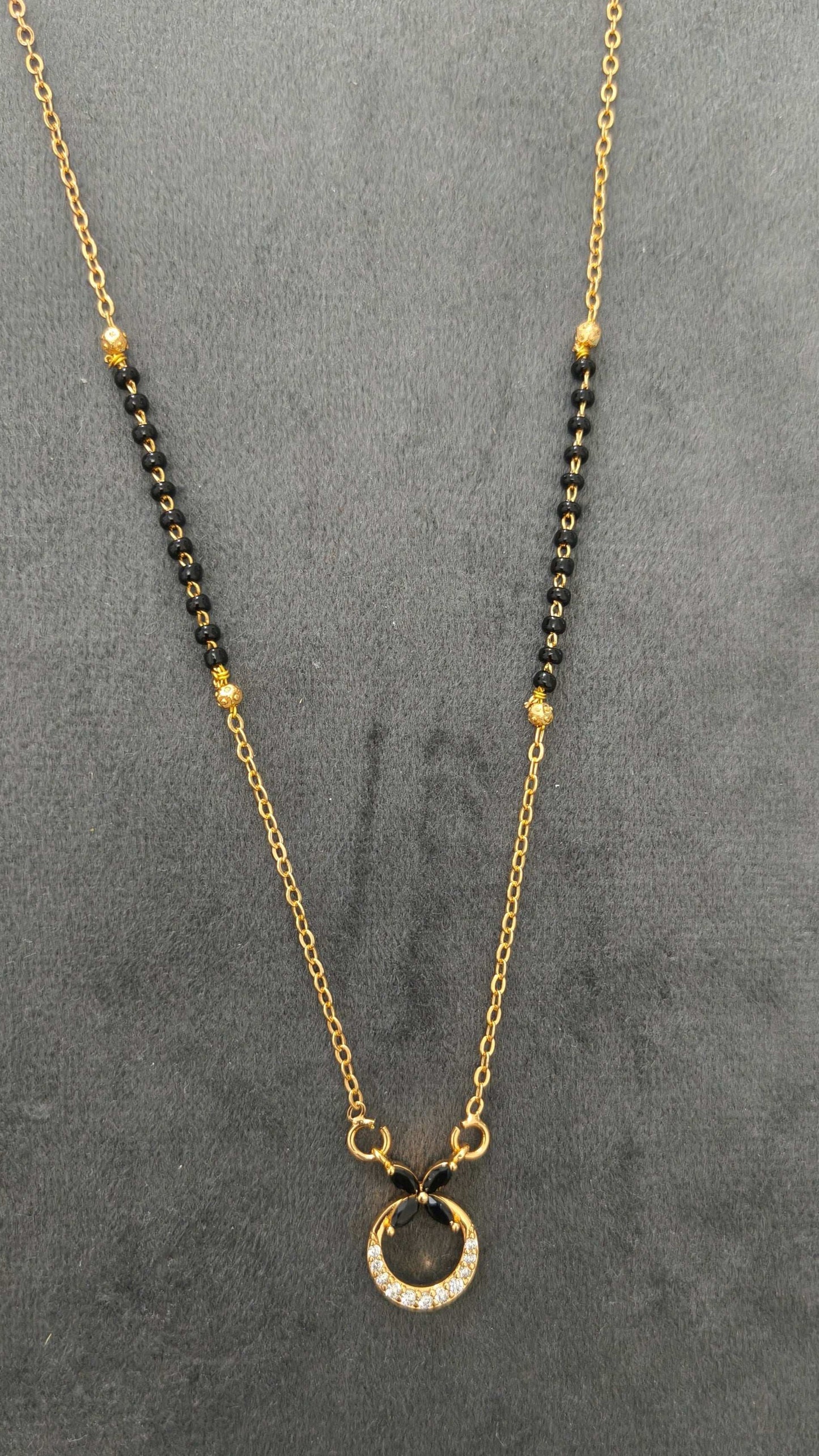 Anti Tarnish Rosegold Black Flower Mangalsutra 18K Gold Plated