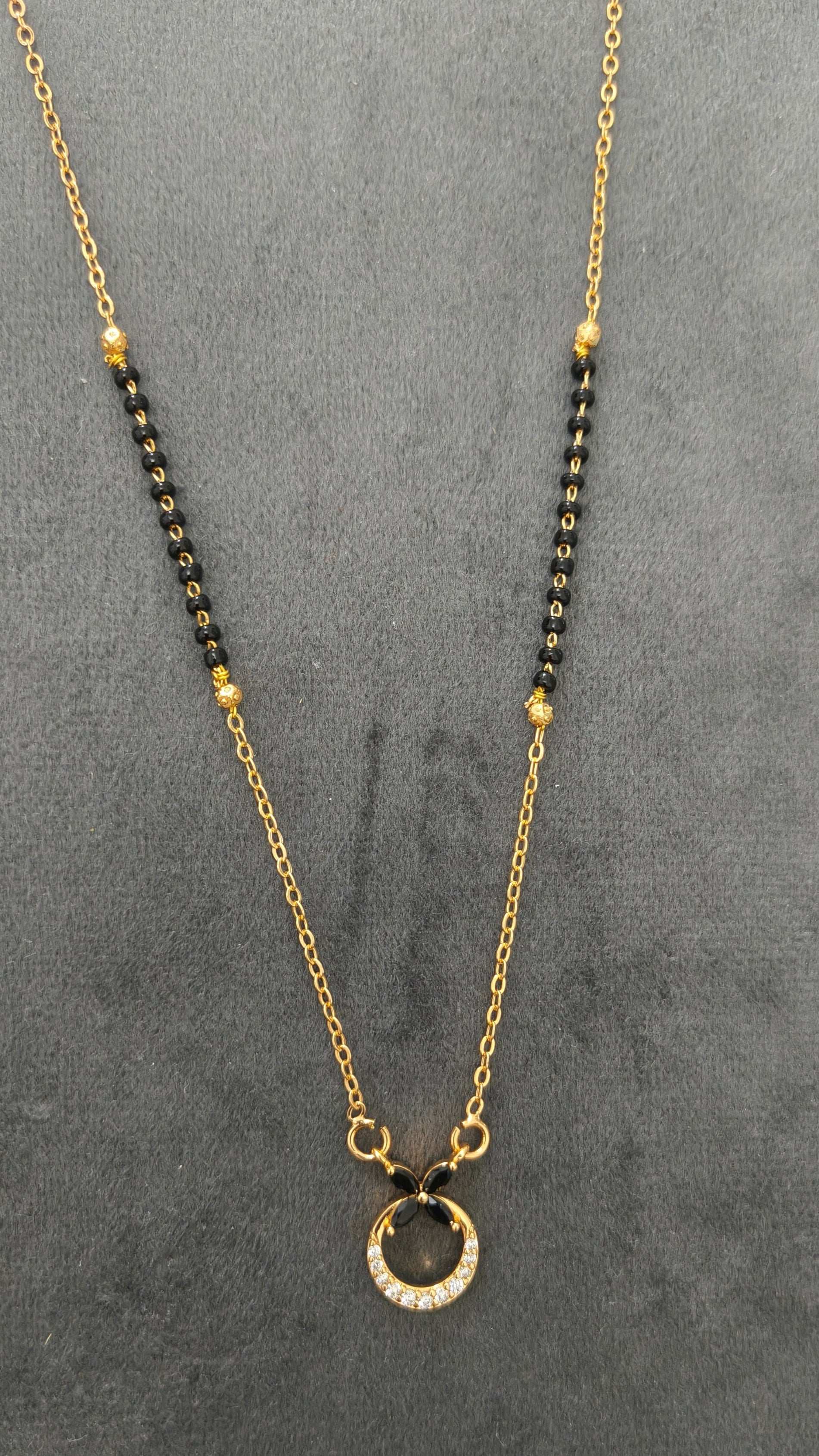Anti Tarnish Rosegold Black Flower Mangalsutra 18K Gold Plated
