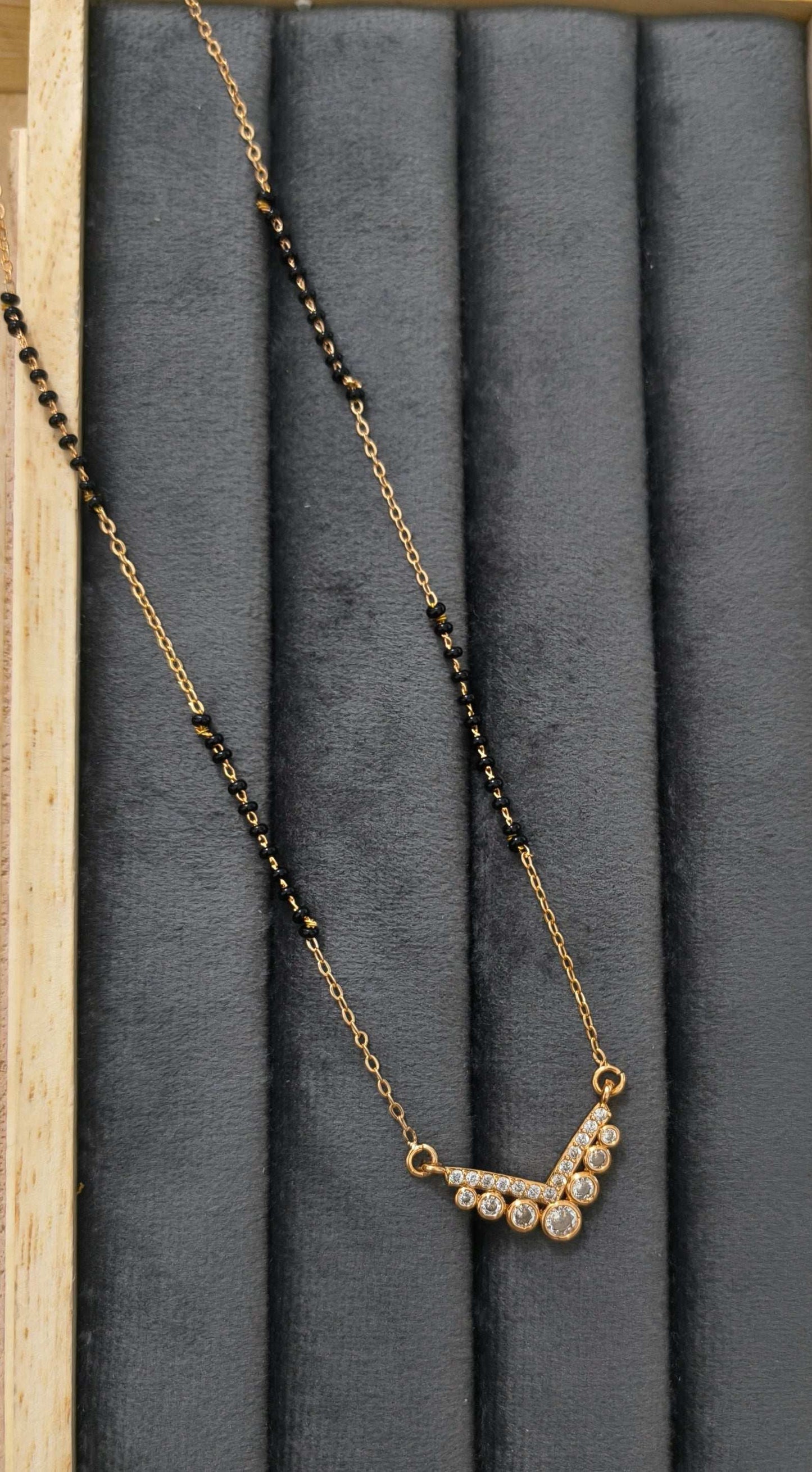 Anti Tarnish Rosegold Diamond Mangalsutra 18K Gold Plated