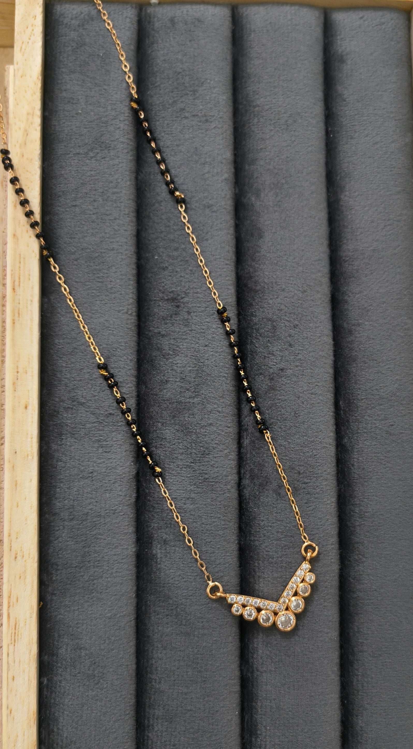 Anti Tarnish Rosegold Diamond Mangalsutra 18K Gold Plated