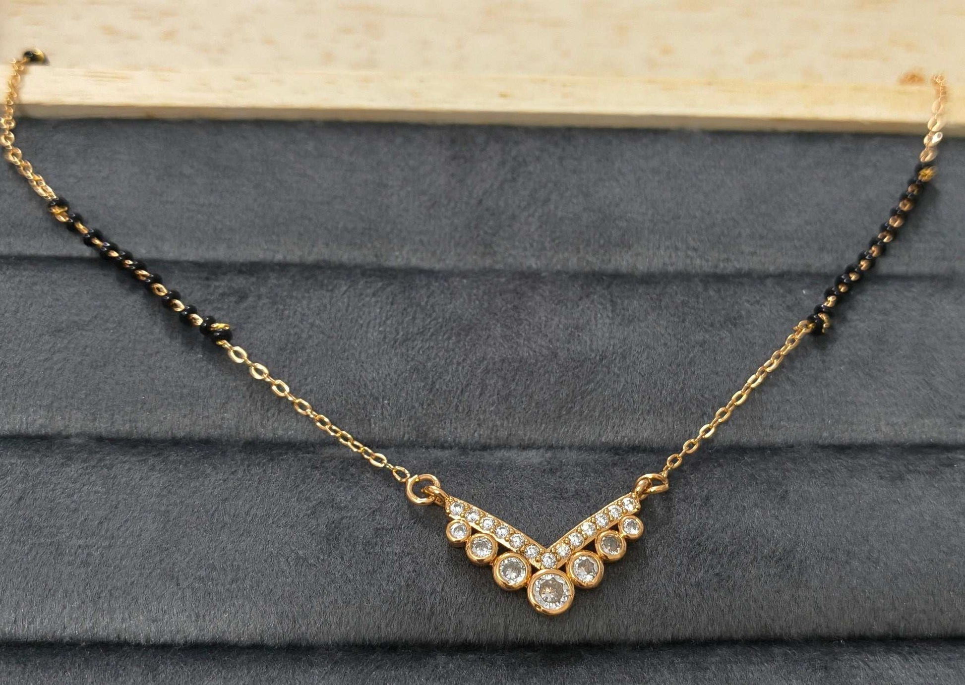 Anti Tarnish Rosegold Diamond Mangalsutra 18K Gold Plated
