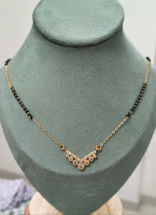 Anti Tarnish Rosegold Diamond Mangalsutra 18K Gold Plated