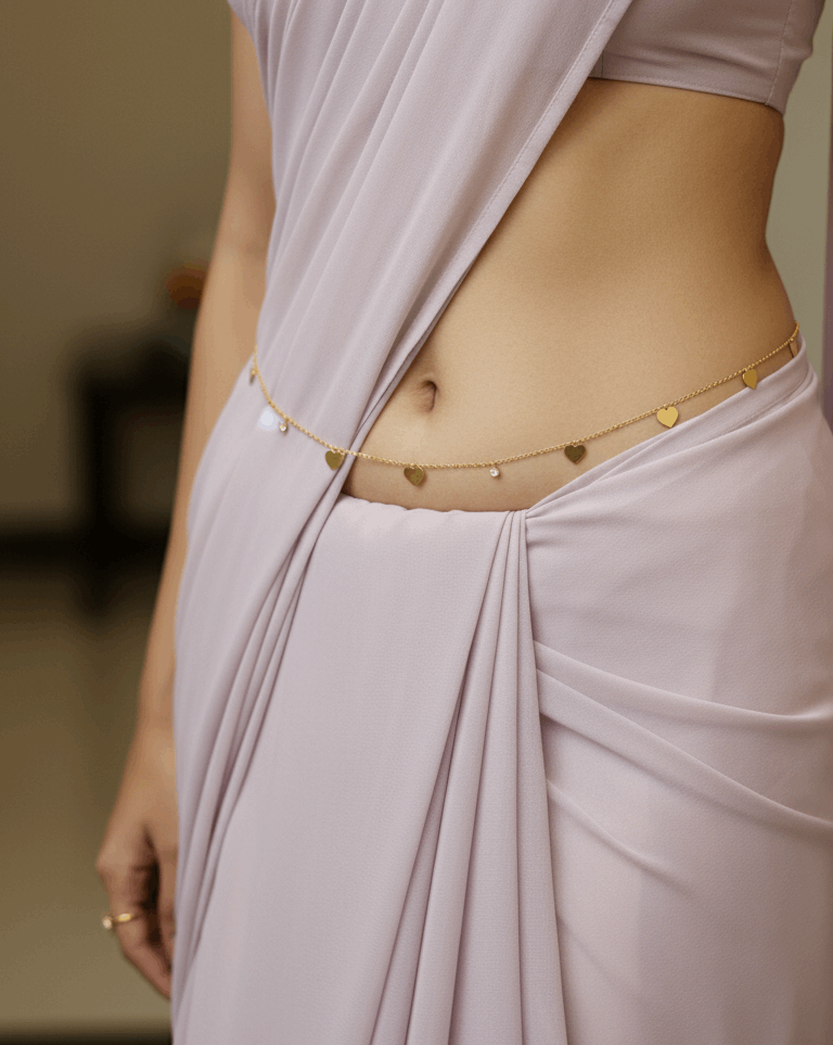 Anti Tarnish Shining Heart Charms Waist Chain 18K Gold Plated