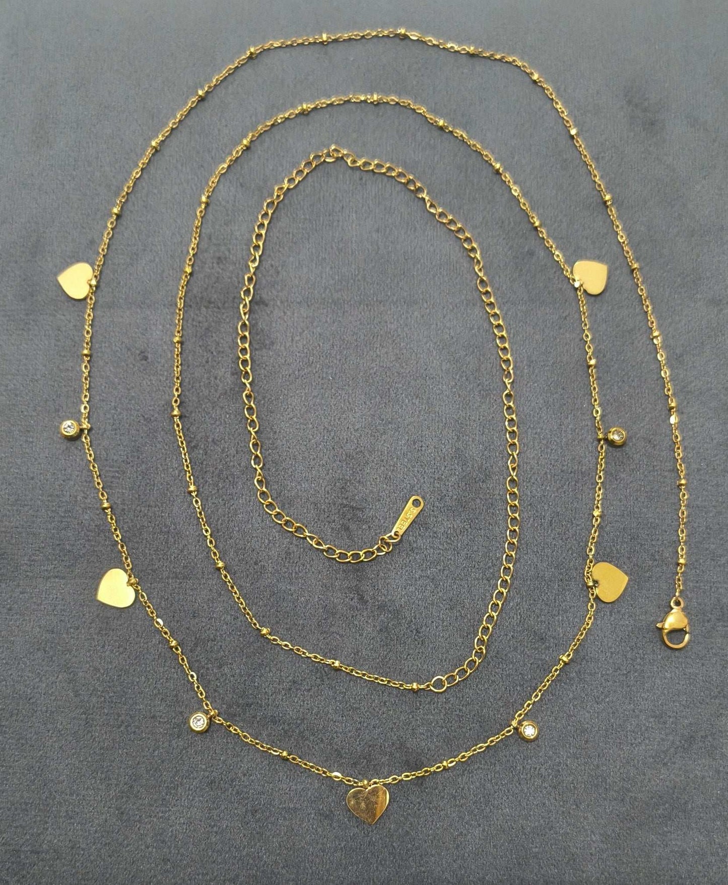 Anti Tarnish Shining Heart Charms Waist Chain 18K Gold Plated