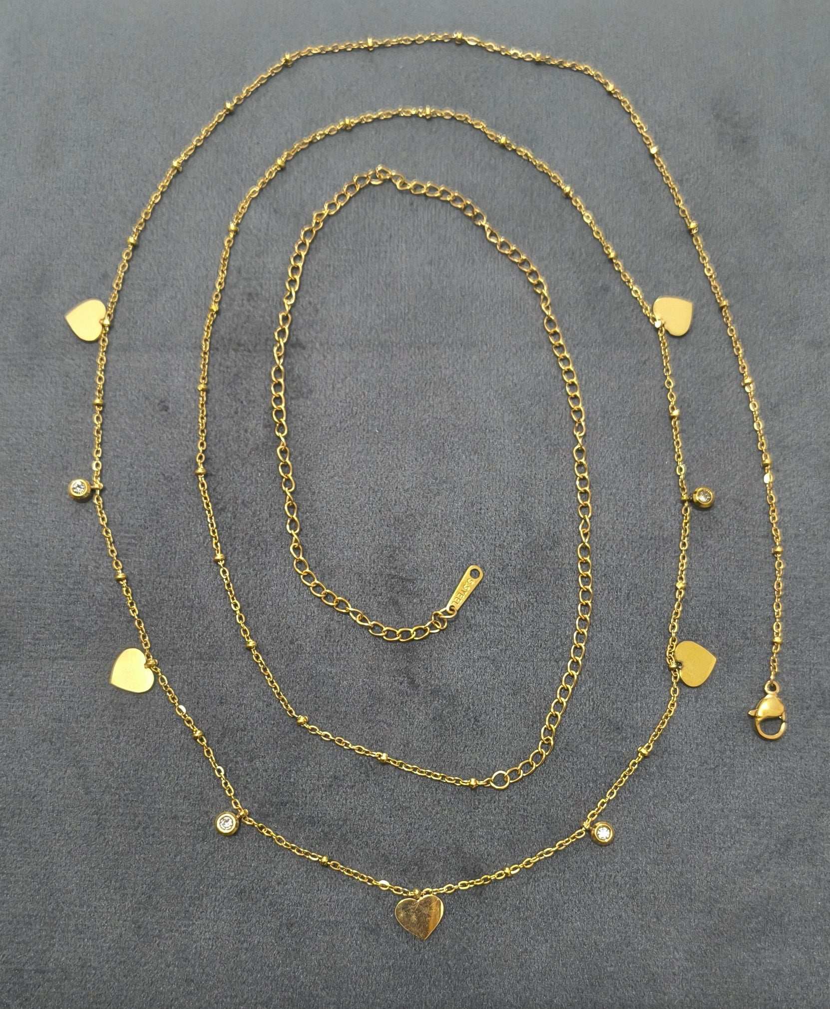 Anti Tarnish Shining Heart Charms Waist Chain 18K Gold Plated