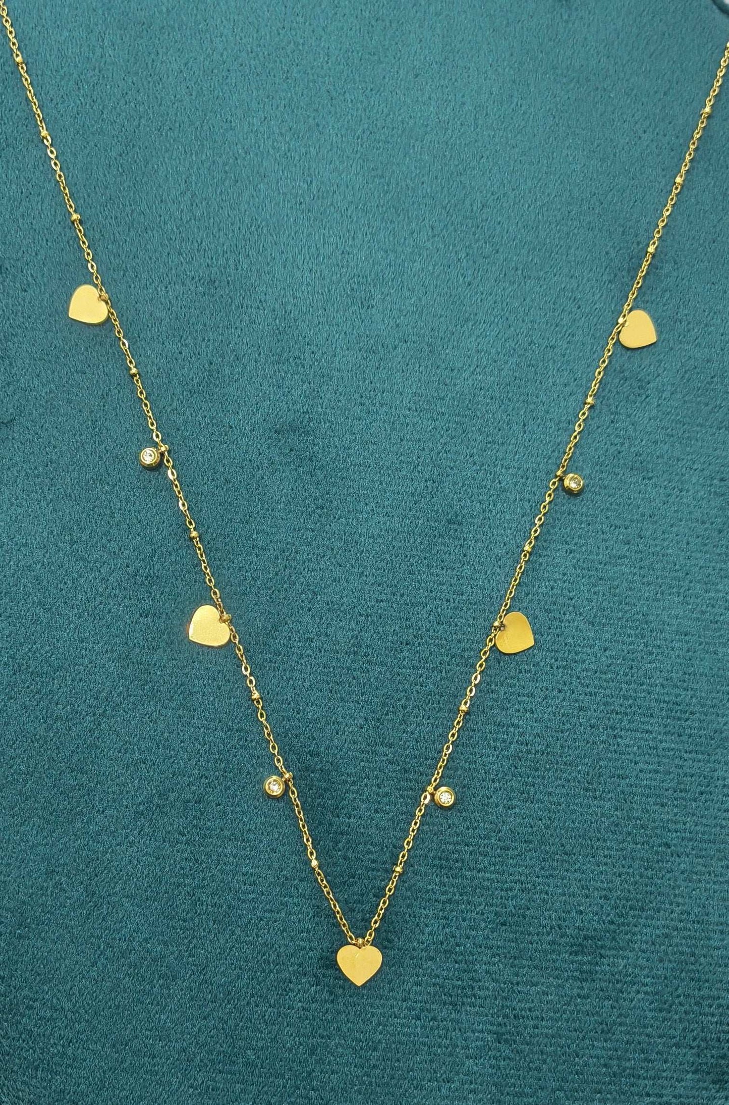 Anti Tarnish Shining Heart Charms Waist Chain 18K Gold Plated