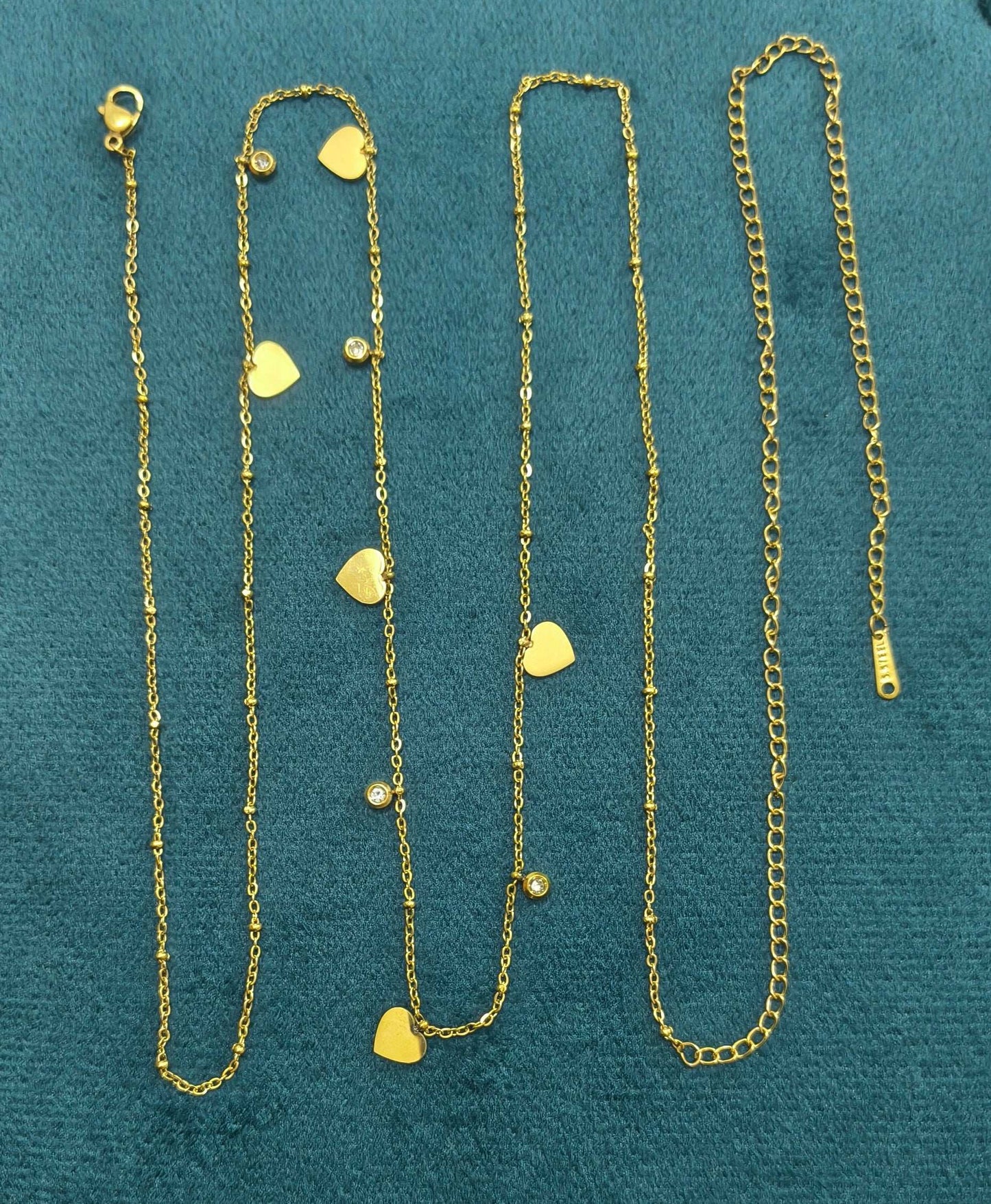 Anti Tarnish Shining Heart Charms Waist Chain 18K Gold Plated