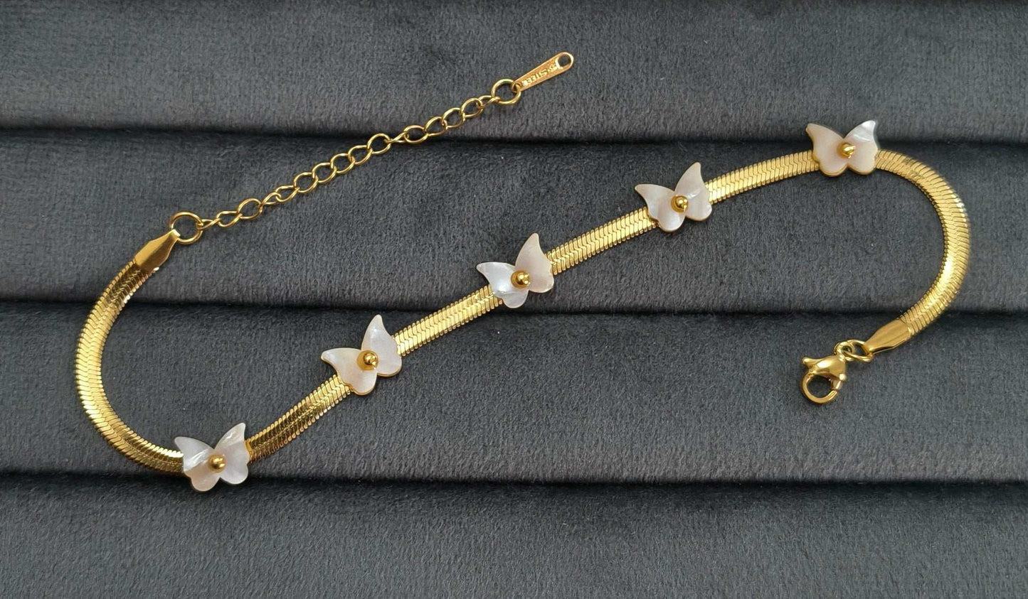 Anti Tarnish Shiny Butterfly Anklet 18K Gold Plated
