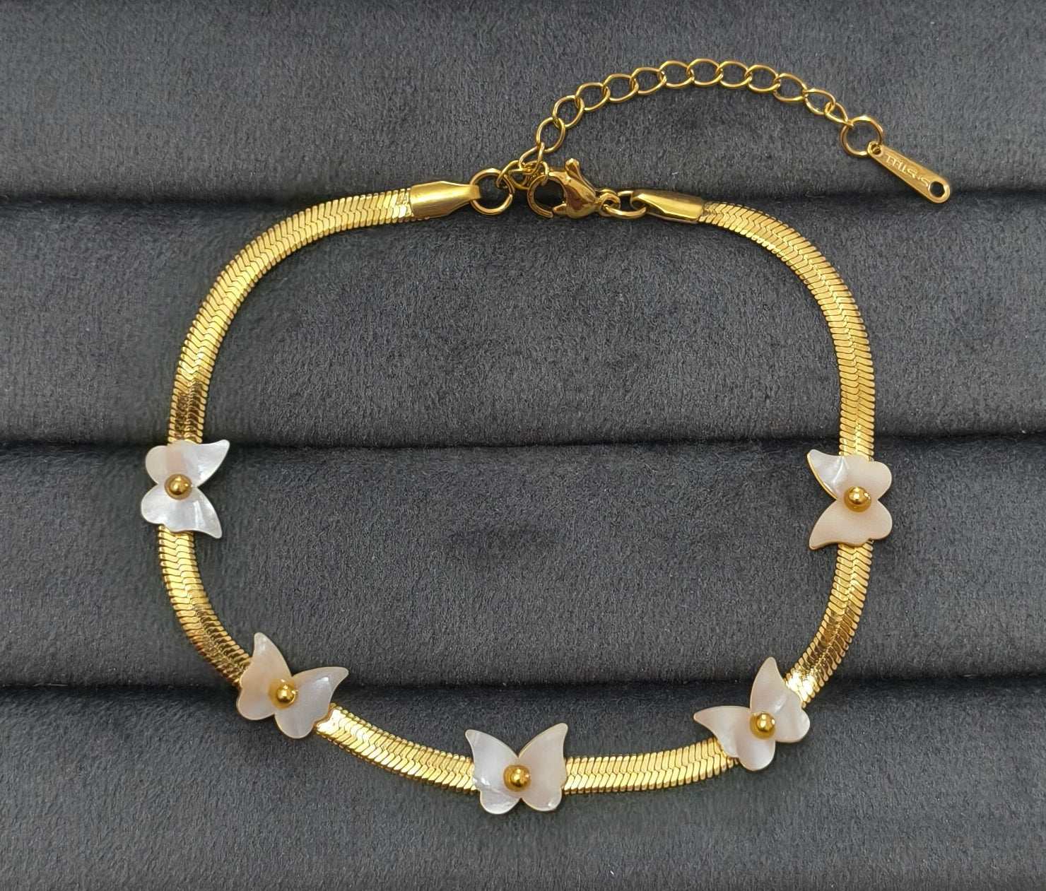 Anti Tarnish Shiny Butterfly Anklet 18K Gold Plated