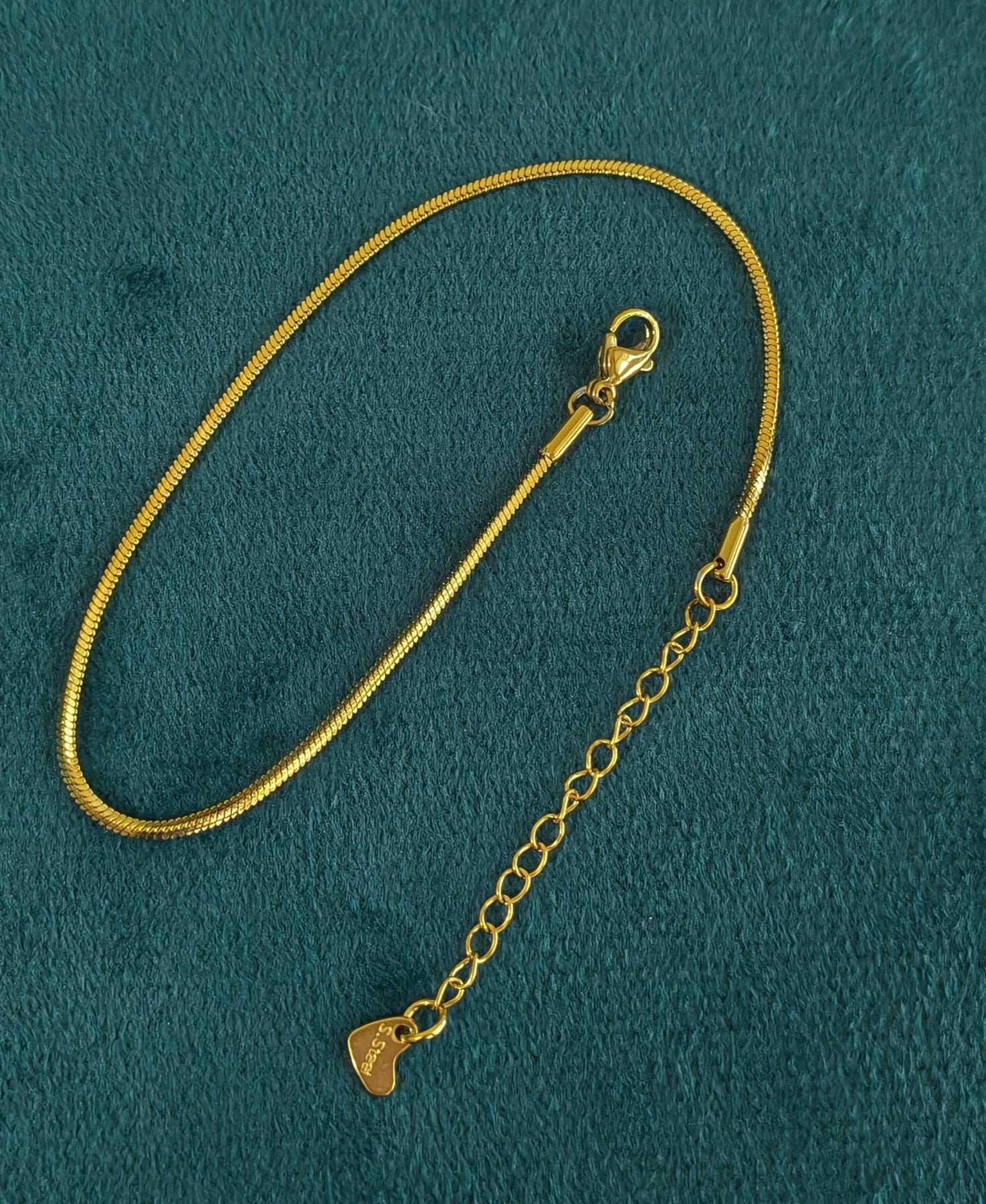 Anti Tarnish Snake Bone Chain Anklet 18K Gold Plated