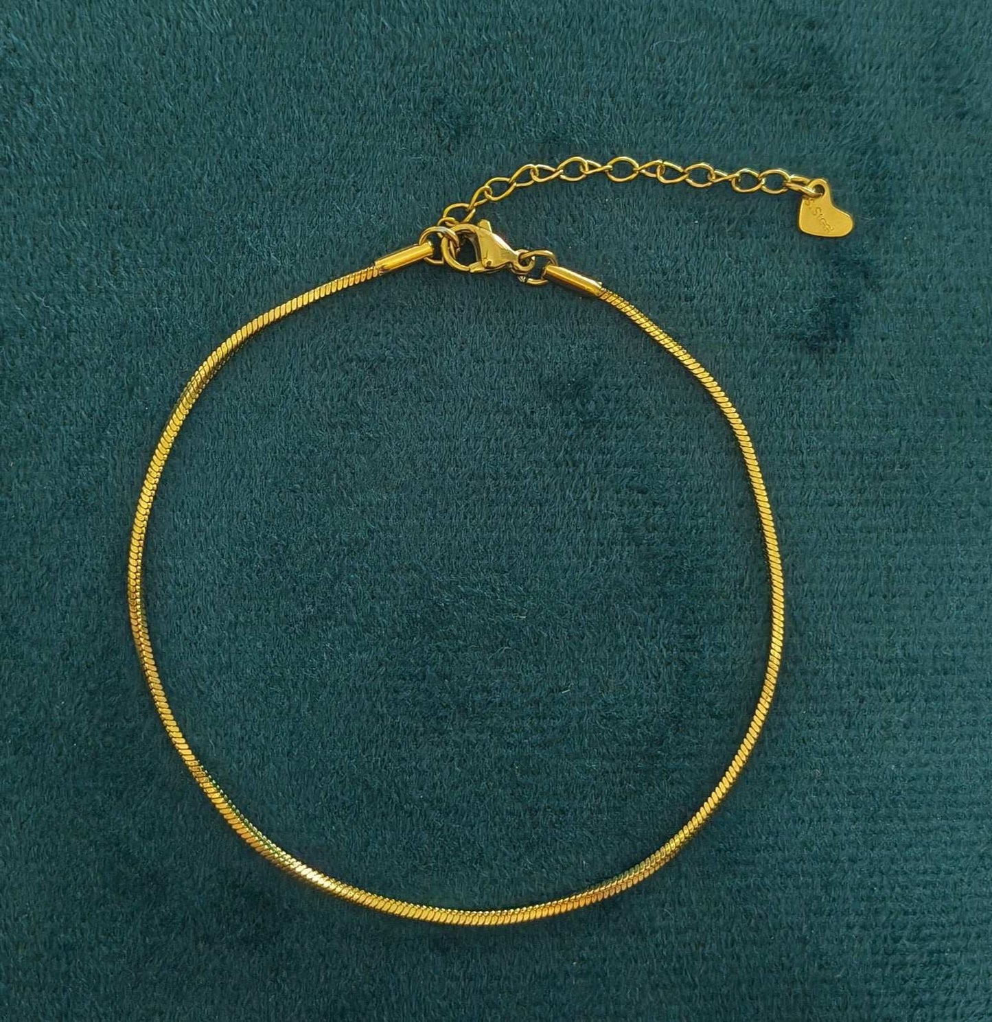 Anti Tarnish Snake Bone Chain Anklet 18K Gold Plated