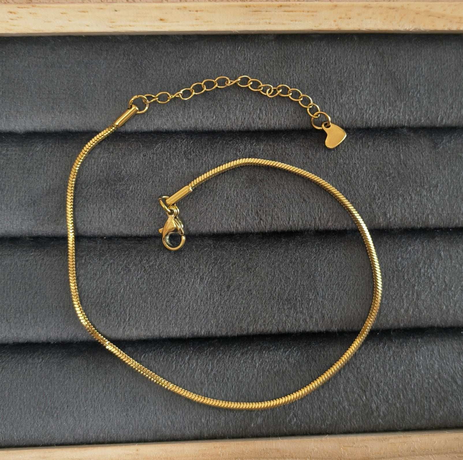 Anti Tarnish Snake Bone Chain Anklet 18K Gold Plated