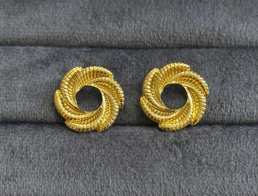 Anti Tarnish Spiral Gold Knot Stud Earrings 18K Gold Plated